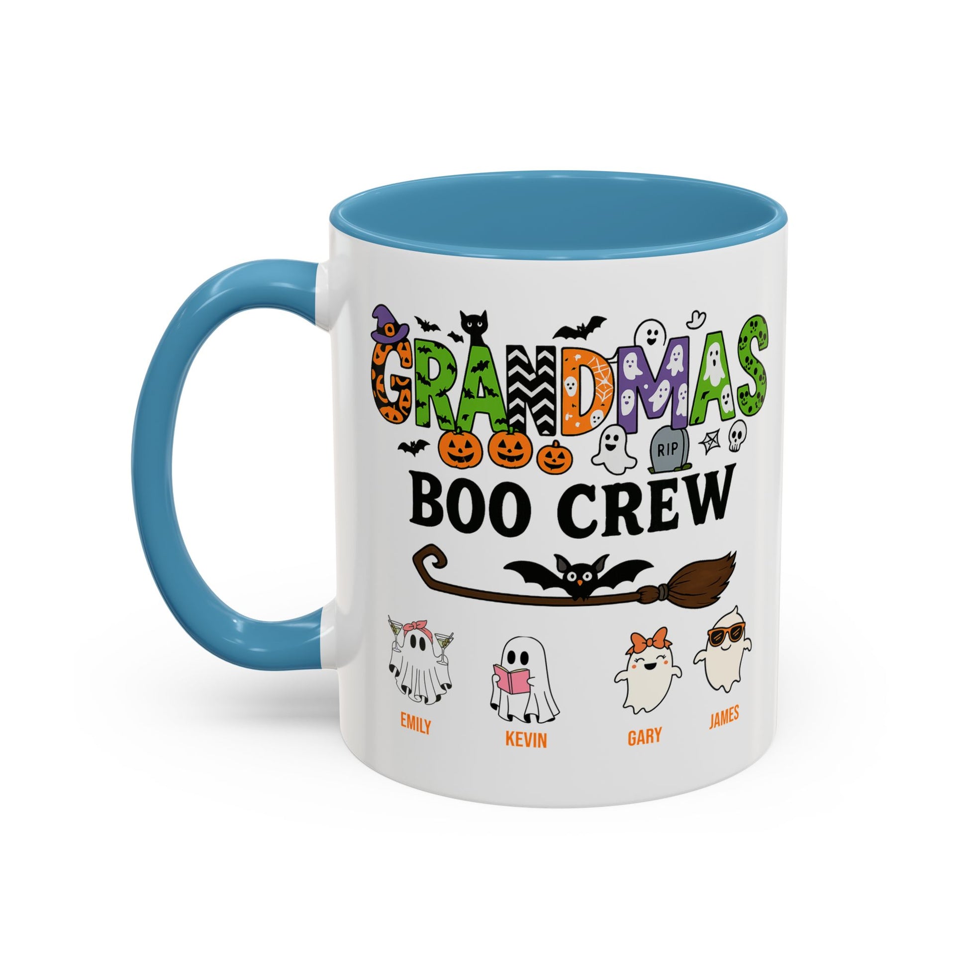 Grandma’s Boo Crew Accent Mug – Personalized Halloween Gift with Names - PersonalizedFury