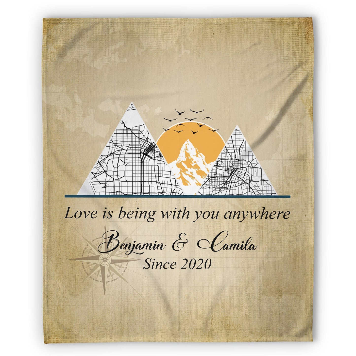 Travel Memories - Personalized Anniversary or Valentine's Day gift for Husband or Wife - Custom Blanket