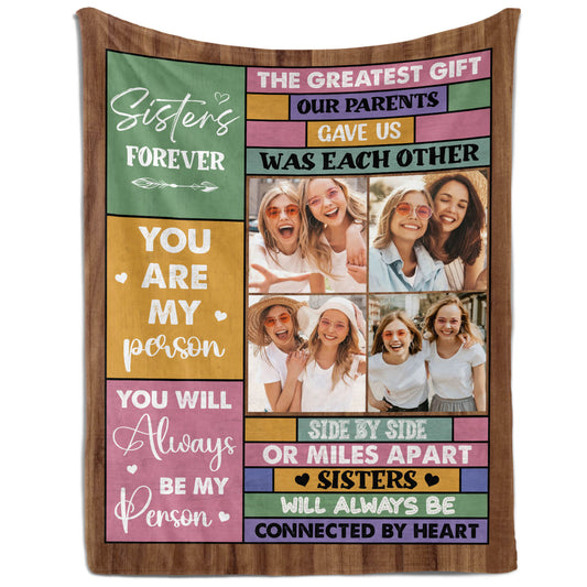 Sisters Forever - Personalized Birthday or Christmas gift For Sister - Custom Blanket