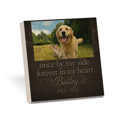 Dog Memorial Frame – Personalized Wooden Block with Pet Photo & Years