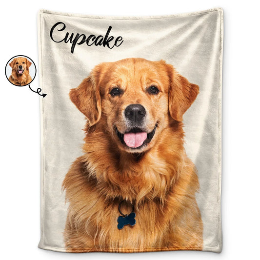 Pet Photo Blanket – Custom Dog Picture + Name, Gift for Dog Lover