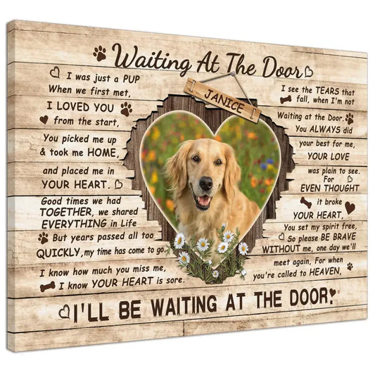 Custom Pet Memorial Canvas - Waiting At The Door Dog Loss Gift - PersonalizedFury