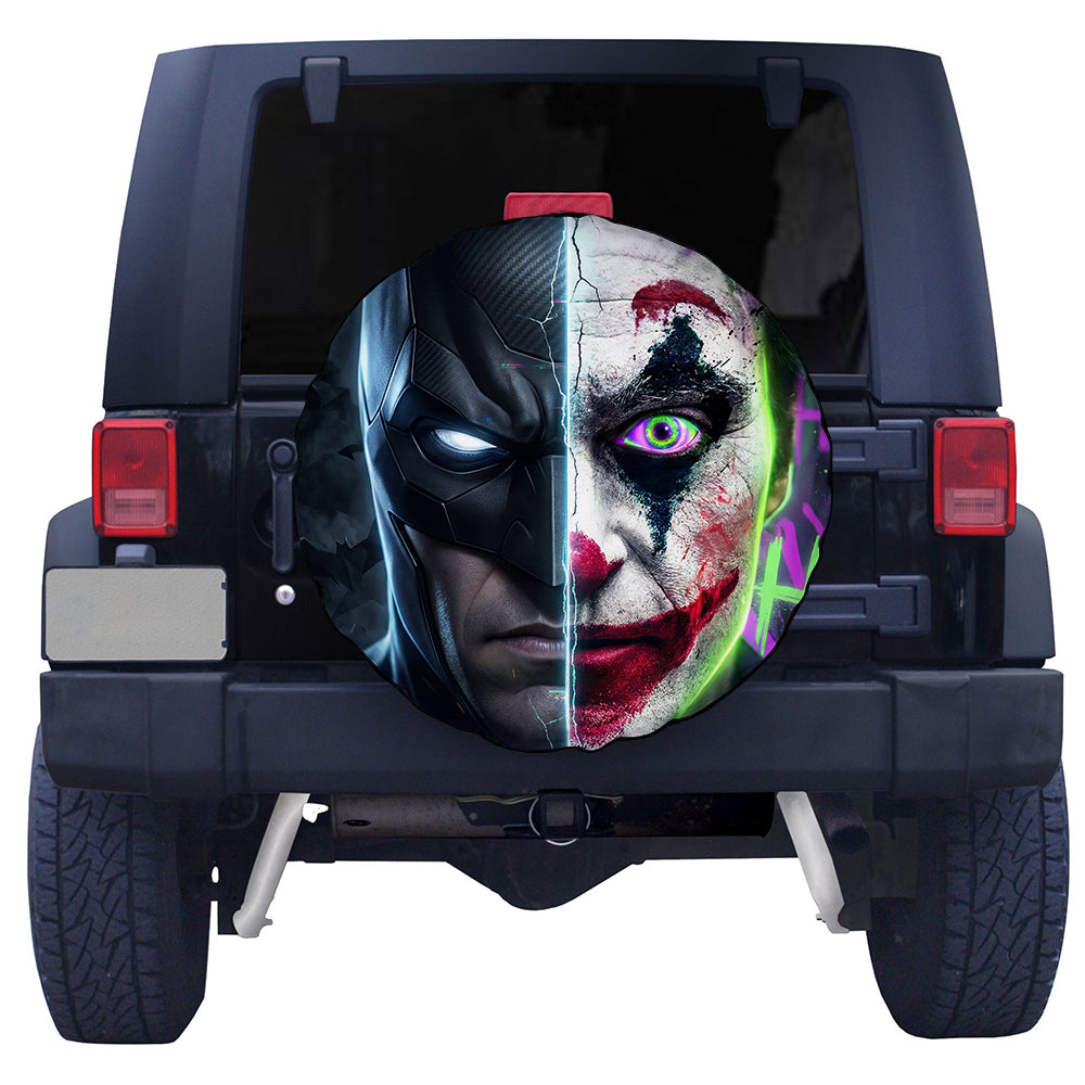 Batman and Joker Face Leather Spare Tire Cover-PersonalizedFury