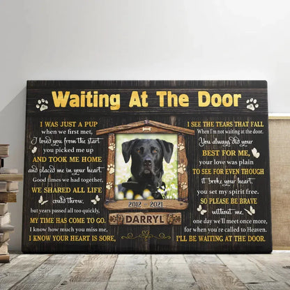 “Waiting At The Door” – Personalized Dog Memorial Canvas With Photo - PersonalizedFury