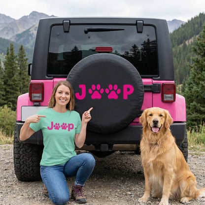 Pink Jeep Side Fender Dog Paws Car Leather Spare Tire Cover