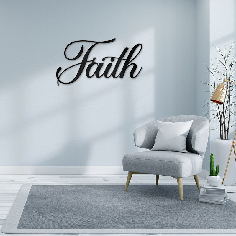 Faith Word Metal Wall Art Decor for Dining Room Kitchen Door Decorations