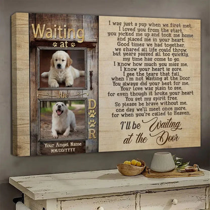 "Waiting at the Door" – Custom Dog Memorial Canvas With Photo & Name - PersonalizedFury