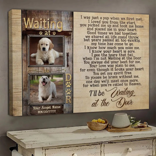 "Waiting at the Door" – Custom Dog Memorial Canvas With Photo & Name - PersonalizedFury