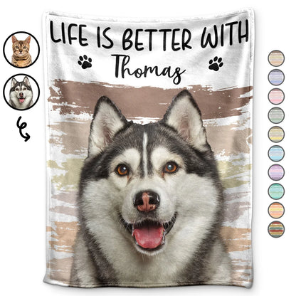 Personalized Pet Photo Blanket – Life Is Better With Dog Name