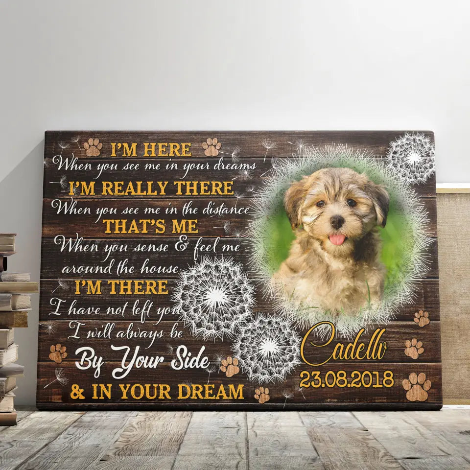 I'm Here – Personalized Dog Memorial Canvas With Photo & Poem - PersonalizedFury