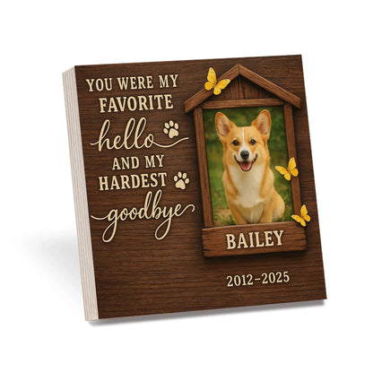 Pet Memorial Gift – Personalized Wooden Photo Block for Dog Loss