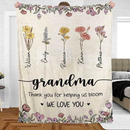 Personalized Grandma’s Garden Flower Blanket Custom Name Gift - PersonalizedFury