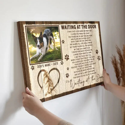Waiting at the Door Pet Memorial Canvas – Custom Dog Photo & Name Gift - PersonalizedFury