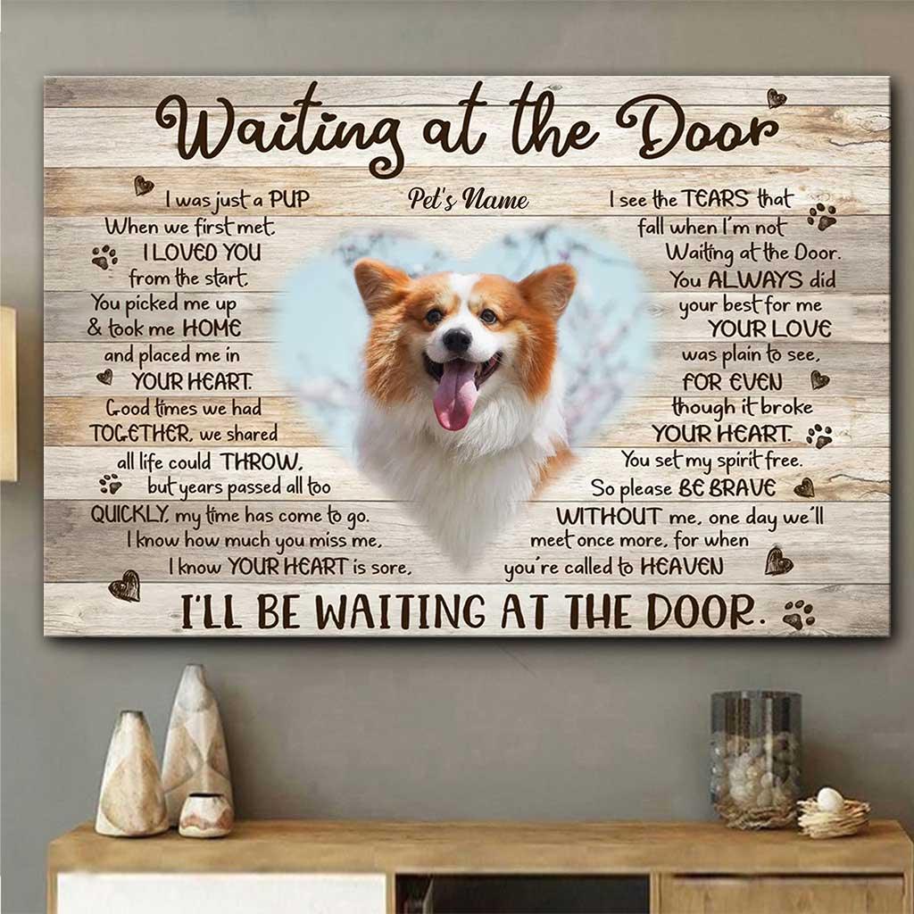 Dog Memorial Gift - Personalized Canvas "Waiting At The Door" - PersonalizedFury