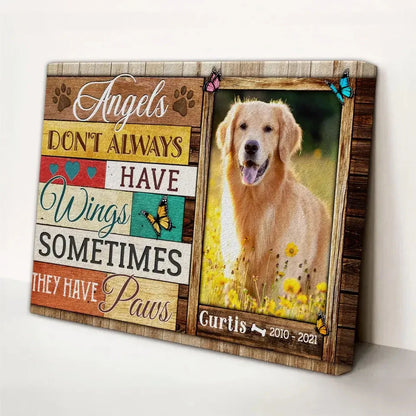 Custom Dog Memorial Canvas – Angels Have Paws Pet Loss Gift - PersonalizedFury