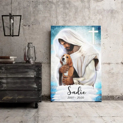 Jesus with Dogs in Heaven - Pet Memorial Canvas Gift - PersonalizedFury
