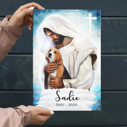 Jesus with Dogs in Heaven - Pet Memorial Canvas Gift - PersonalizedFury