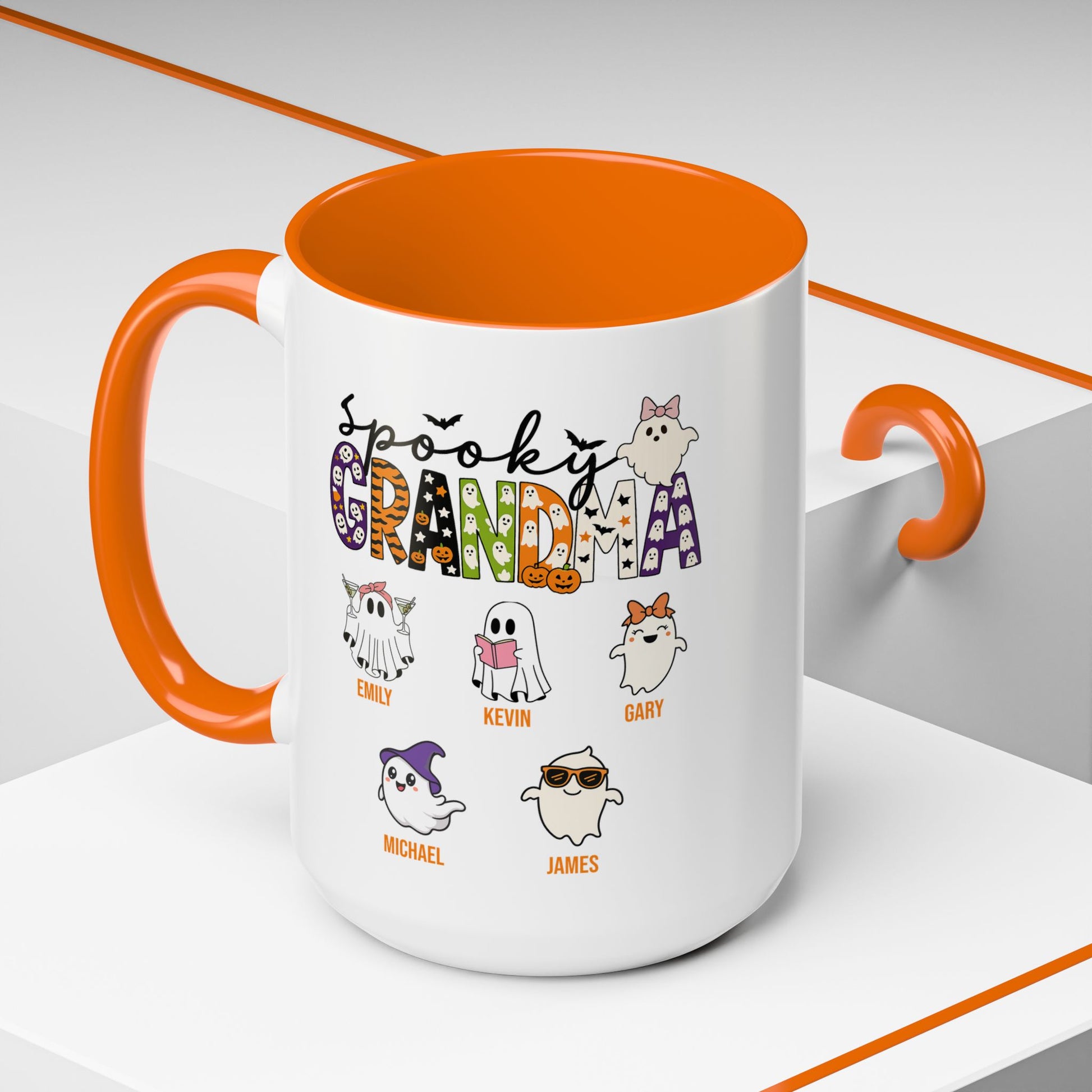 Spooky Grandma Accent Mug – Personalized Halloween Gift with Grandkids’ Names - PersonalizedFury