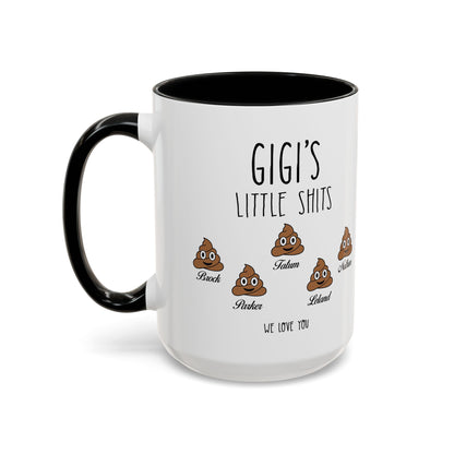 Personalized Gigi with Grandkids Names Accent Coffee Mug - Gift For Gigi - PersonalizedFury