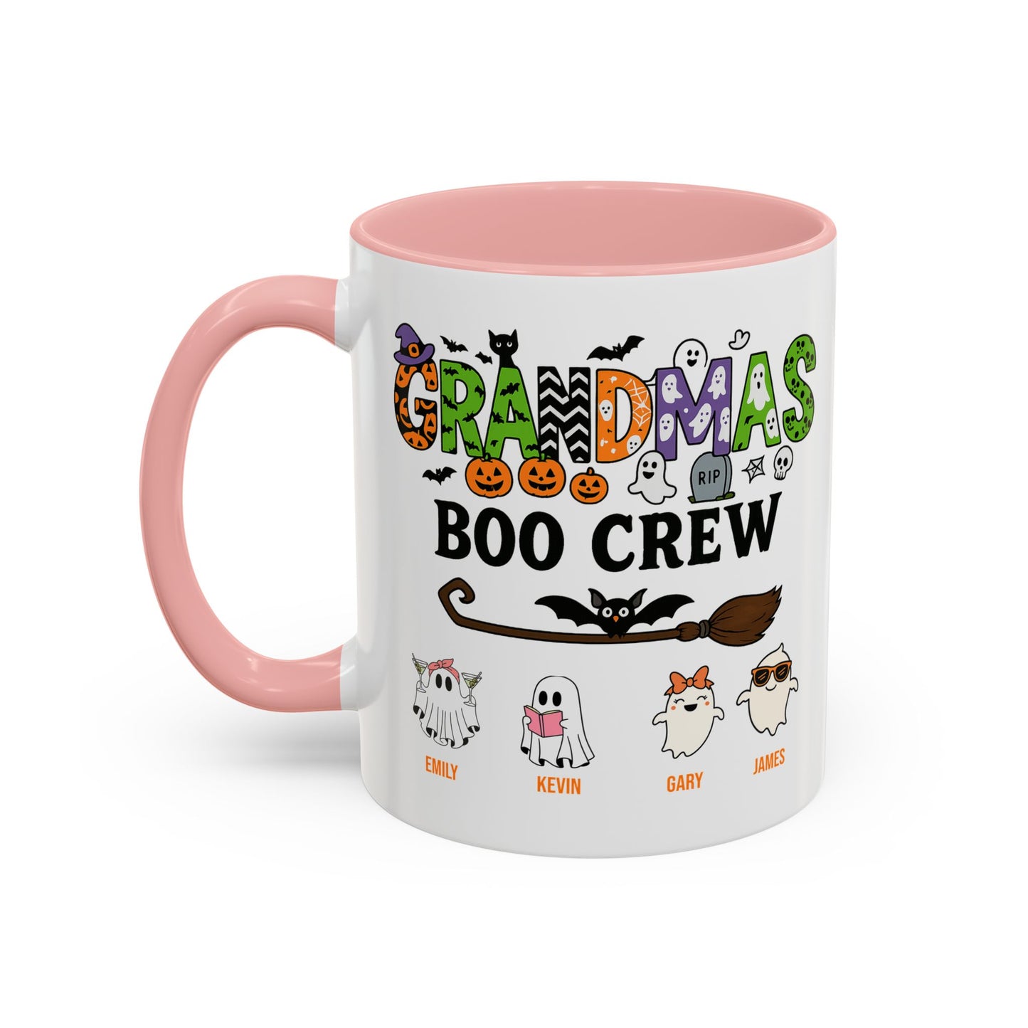 Grandma’s Boo Crew Accent Mug – Personalized Halloween Gift with Names - PersonalizedFury