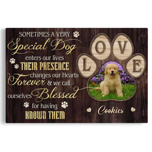 “Sometimes a Special Dog” Personalized Pet Memorial Canvas