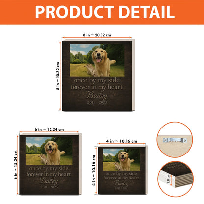 Dog Memorial Frame – Personalized Wooden Block with Pet Photo & Years