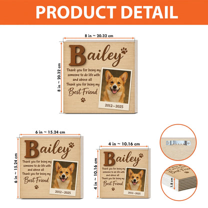 Pet Memorial Frame Gift – Wooden Photo Block for Dog Loss