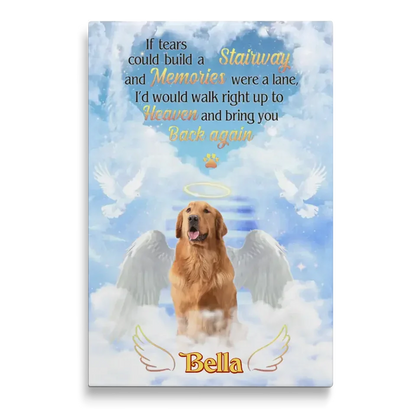 Dog Loss Gift – Custom Pet Heaven Canvas with Angel Wings - PersonalizedFury
