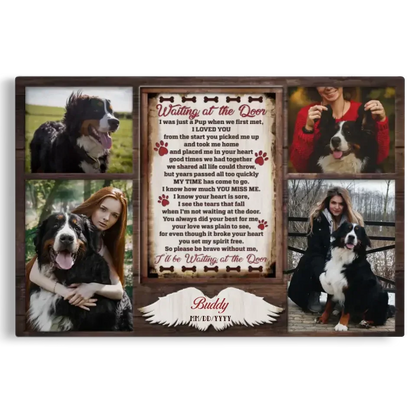 Personalized Dog Memorial Canvas – Waiting at the Door Poem Gift - PersonalizedFury