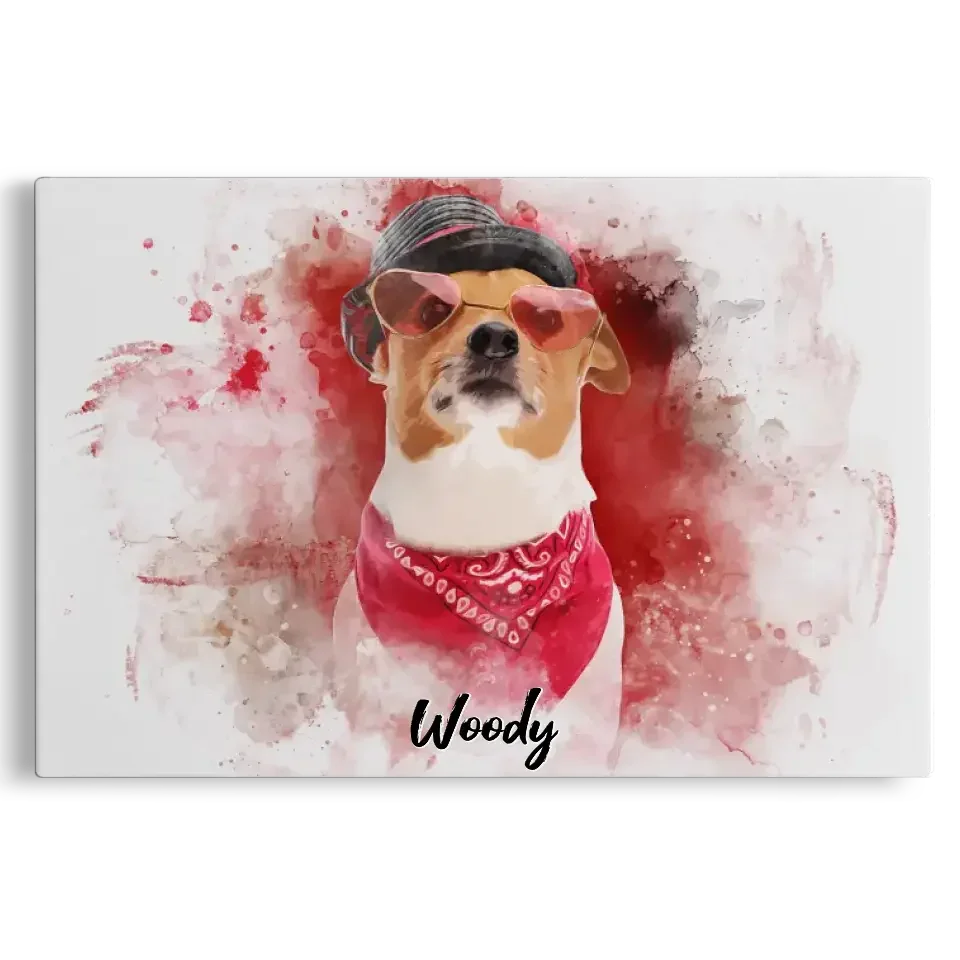 Custom Watercolor Pet Portrait Canvas – Personalized Dog Art Gift - PersonalizedFury