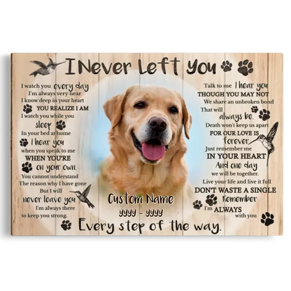 Custom Pet Memorial Canvas – I Never Left You Poem & Photo - PersonalizedFury