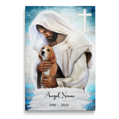 Jesus with Dogs in Heaven - Pet Memorial Canvas Gift - PersonalizedFury