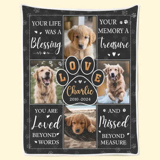 Personalized Pet Loss Blanket – Memory Gift with Dog Pictures - PersonalizedFury