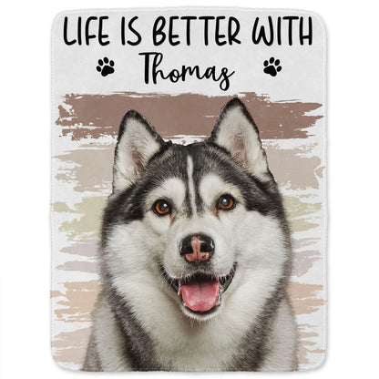Personalized Pet Photo Blanket – Life Is Better With Dog Name