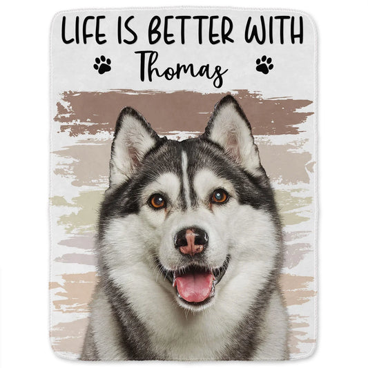 Personalized Pet Photo Blanket – Life Is Better With Dog Name