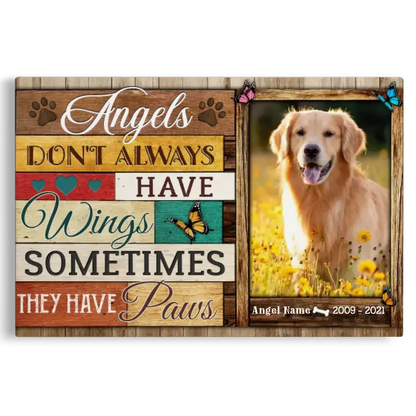 Custom Dog Memorial Canvas – Angels Have Paws Pet Loss Gift - PersonalizedFury
