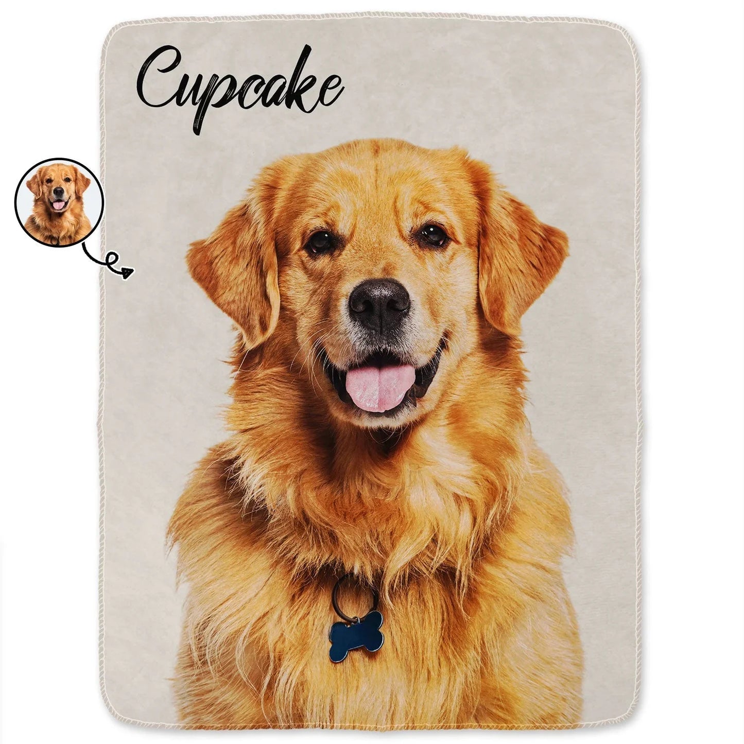 Pet Photo Blanket – Custom Dog Picture + Name, Gift for Dog Lover