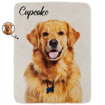 Pet Photo Blanket – Custom Dog Picture + Name, Gift for Dog Lover