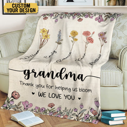 Personalized Grandma’s Garden Flower Blanket Custom Name Gift - PersonalizedFury