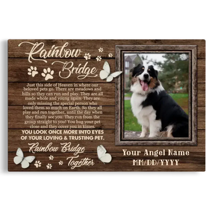 Rainbow Bridge – Custom Pet Memorial Canvas with Photo - PersonalizedFury