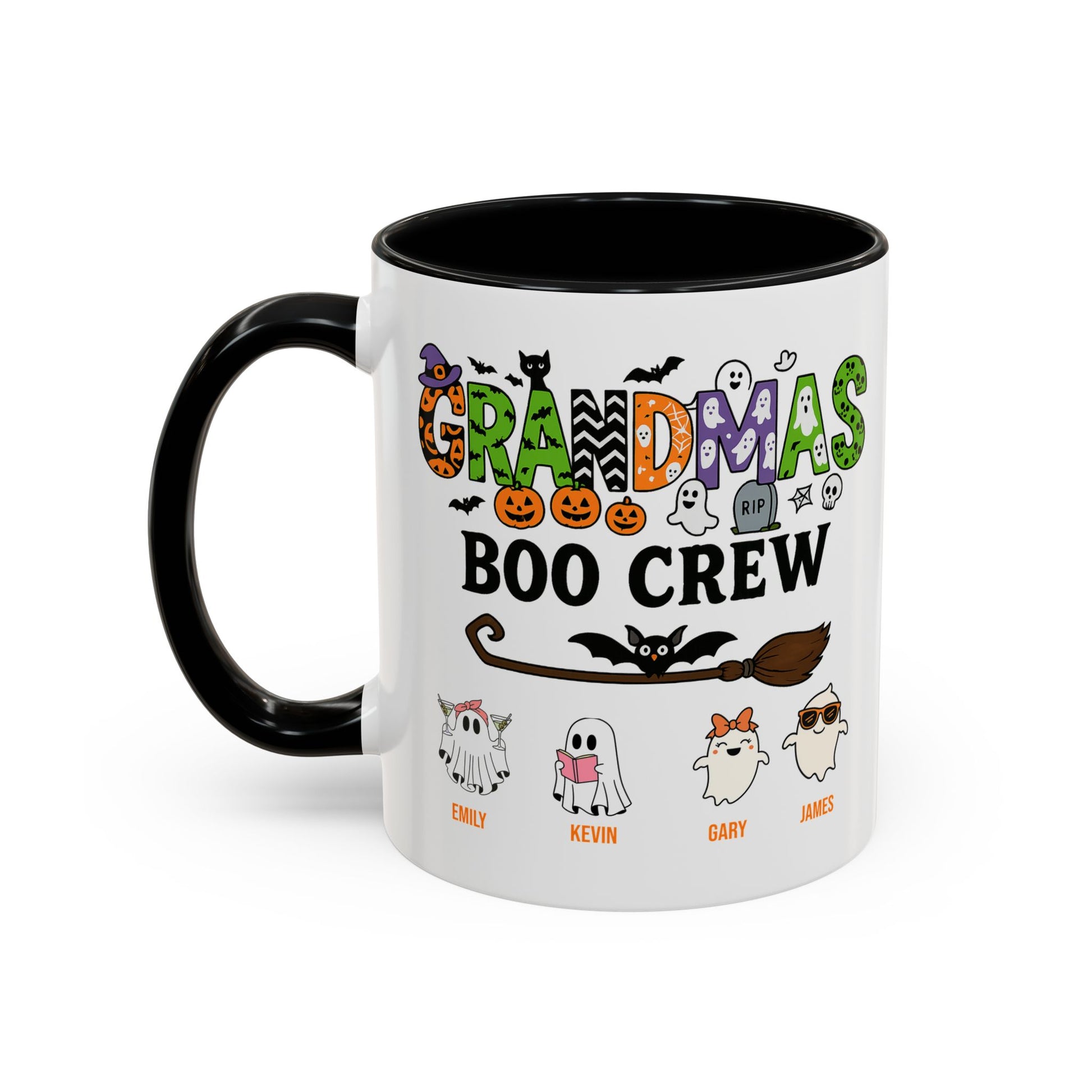 Grandma’s Boo Crew Accent Mug – Personalized Halloween Gift with Names - PersonalizedFury