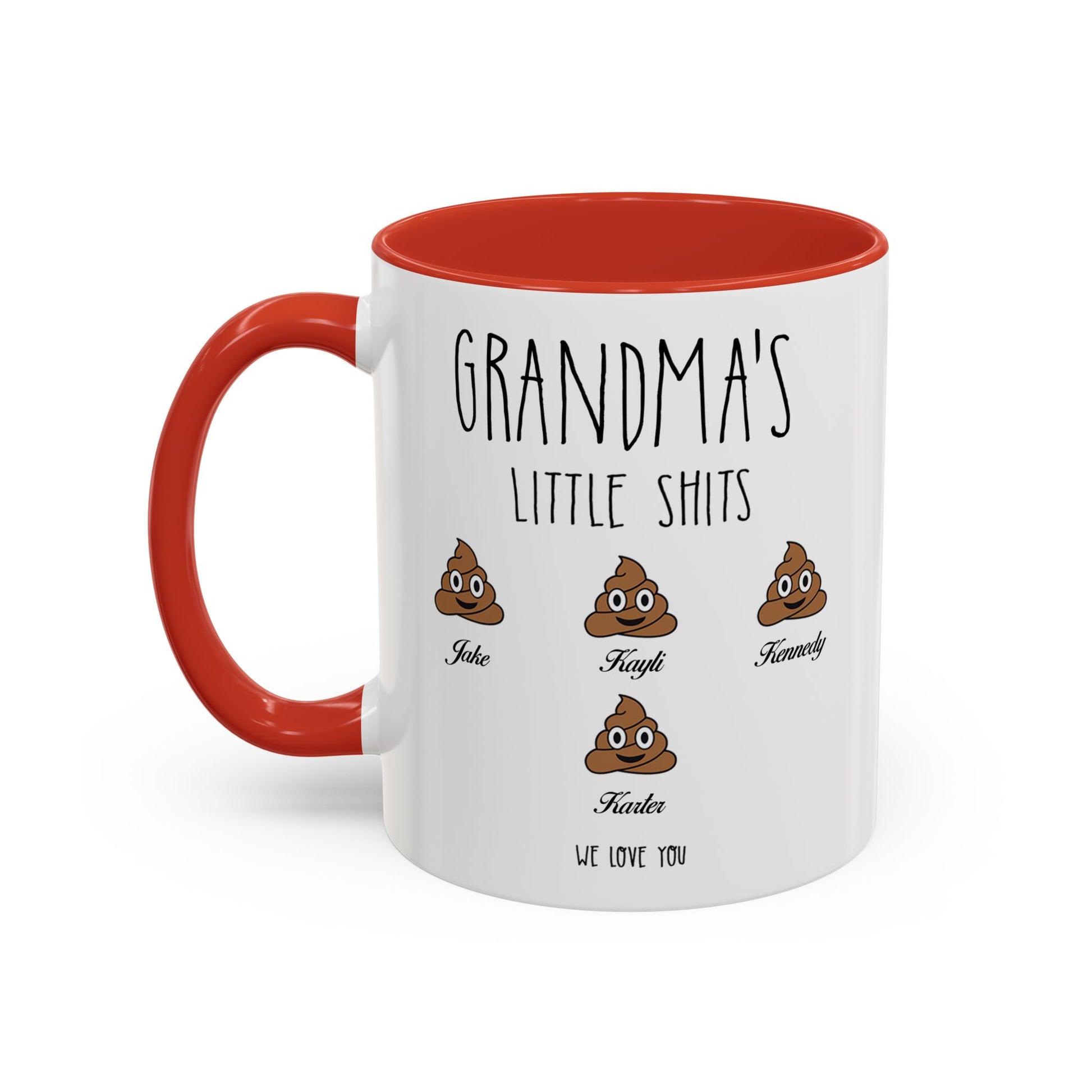 Personalized Grandma with Grandkids Names Accent Coffee Mug - PersonalizedFury