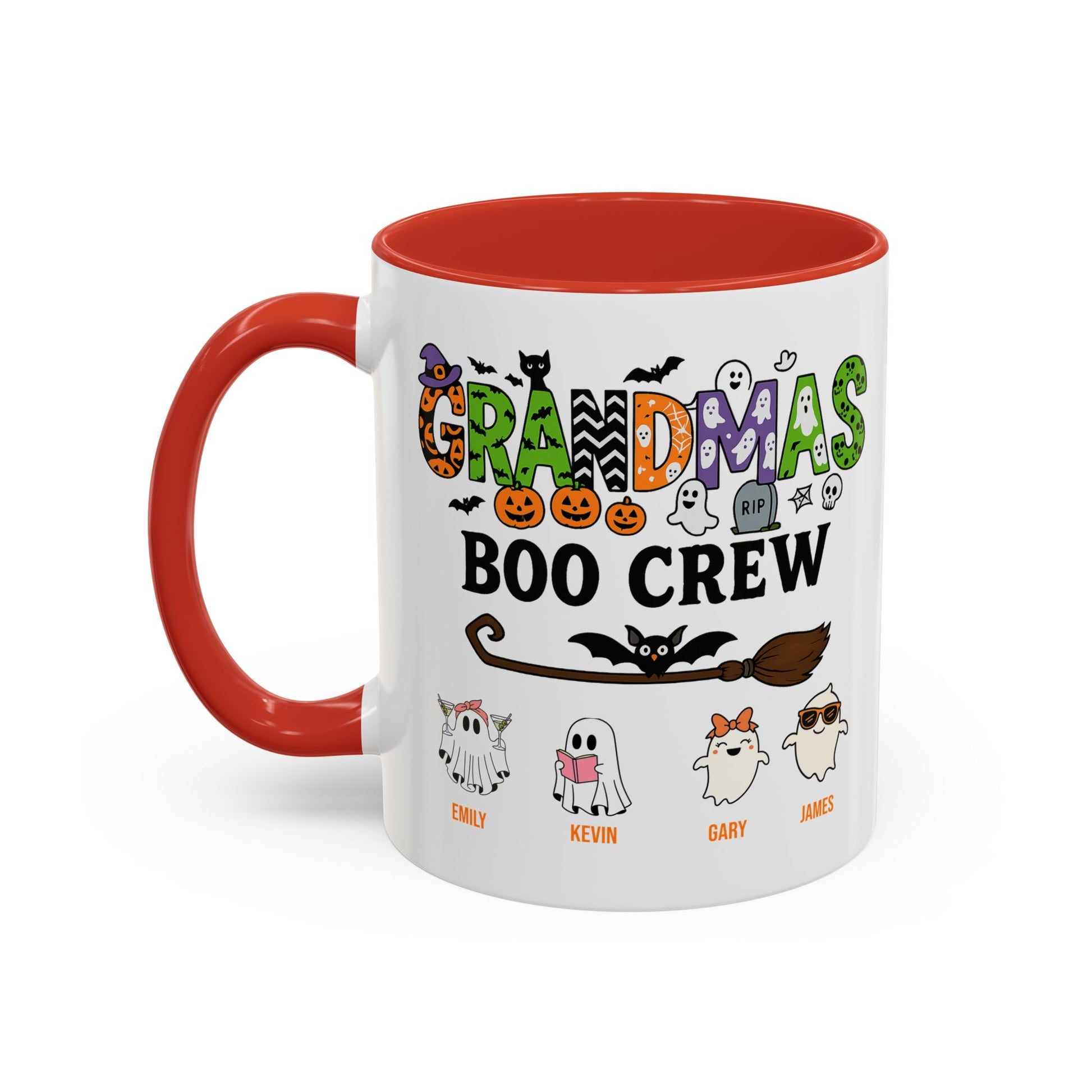 Grandma’s Boo Crew Accent Mug – Personalized Halloween Gift with Names - PersonalizedFury