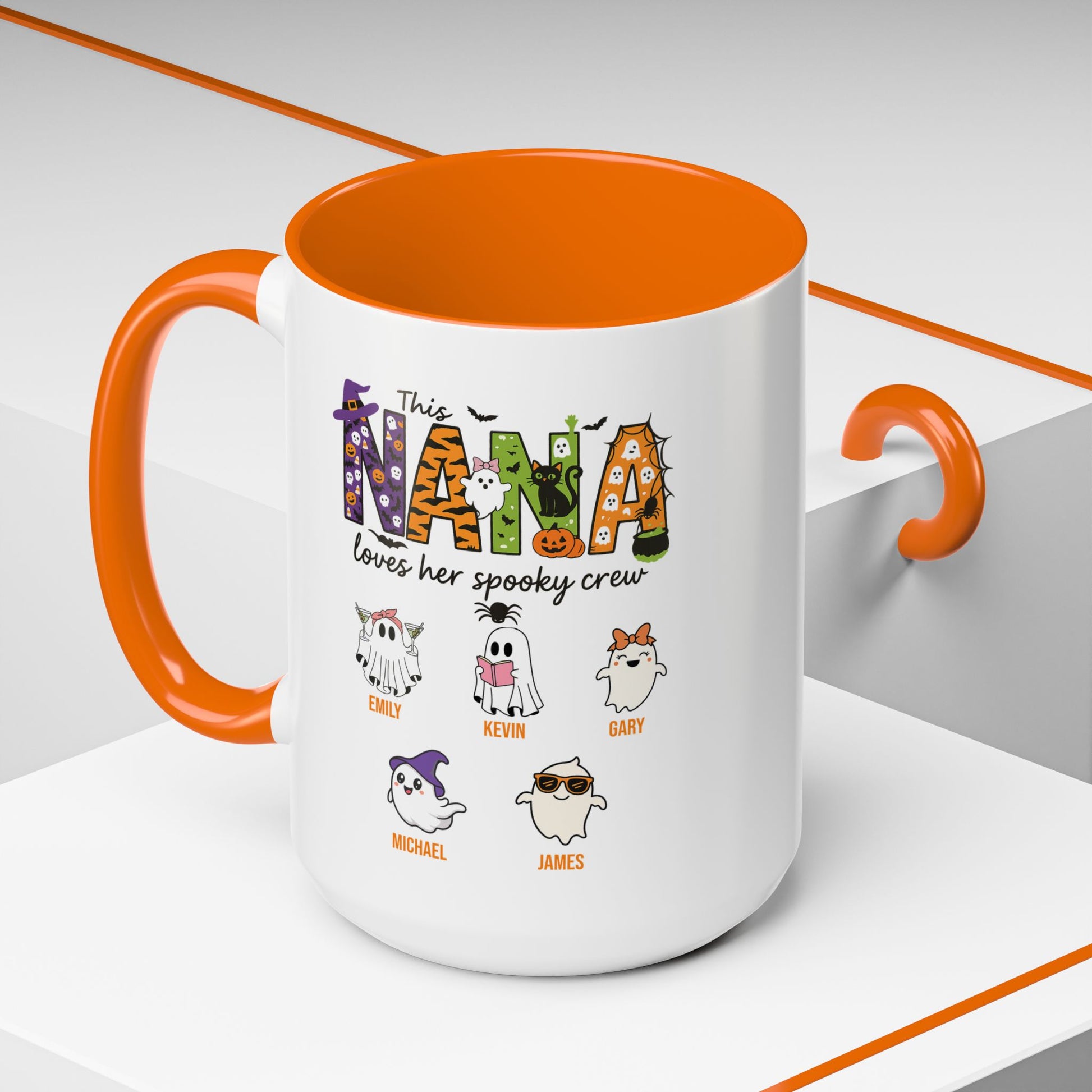 Nana Loves Her Spooky Crew Accent Mug – Personalized Halloween Gift - PersonalizedFury