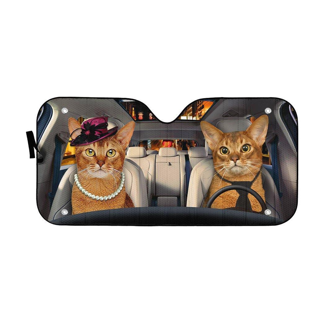 3D Abyssinian Cat Auto Car Sunshade - PersonalizedFury