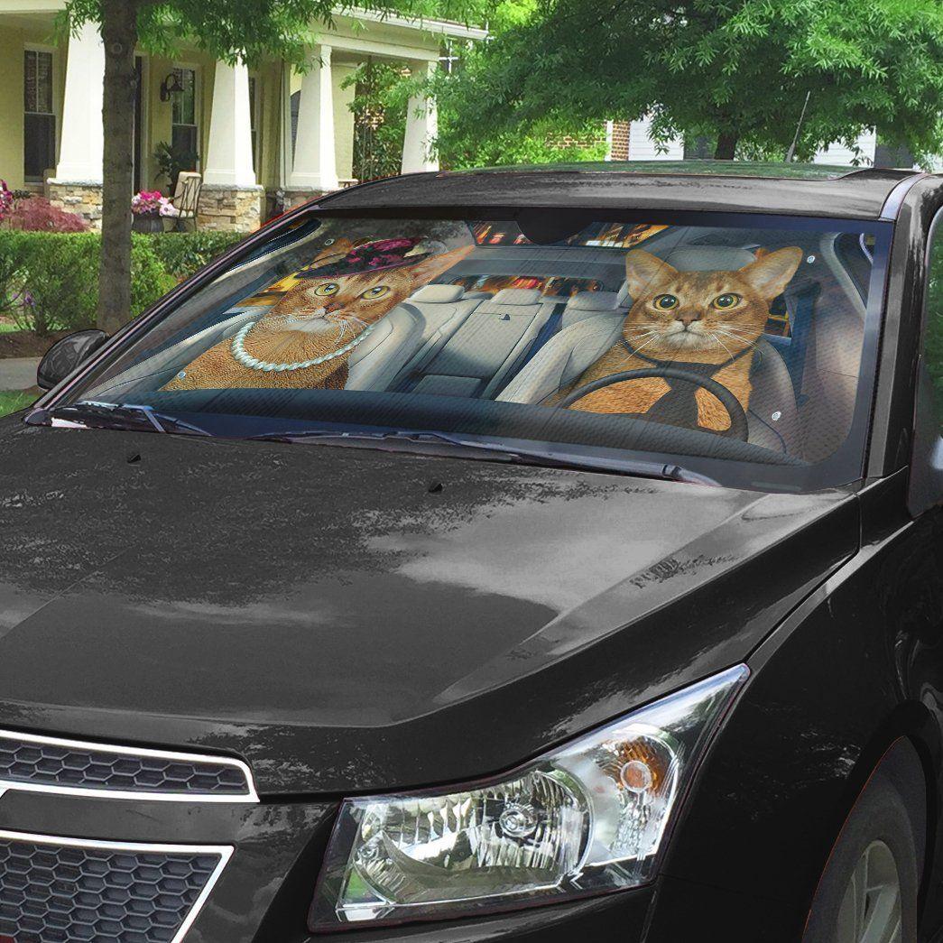 3D Abyssinian Cat Auto Car Sunshade - PersonalizedFury