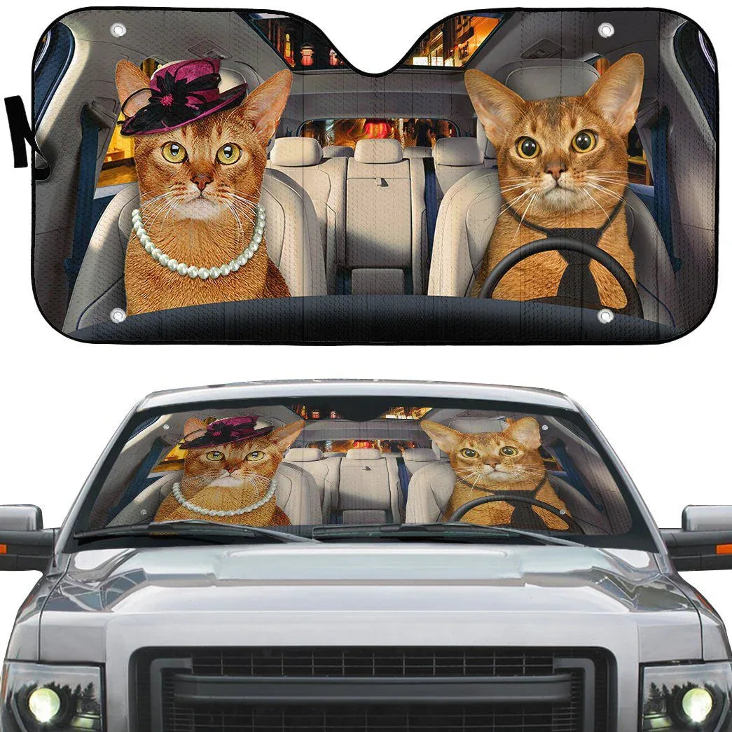 3D Abyssinian Cat Auto Car Sunshade - PersonalizedFury