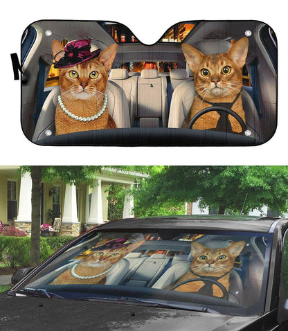 3D Abyssinian Cat Auto Car Sunshade - PersonalizedFury