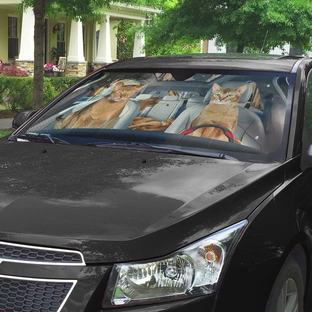 3D Abyssinian Cat Custom Car Auto Sunshade - PersonalizedFury