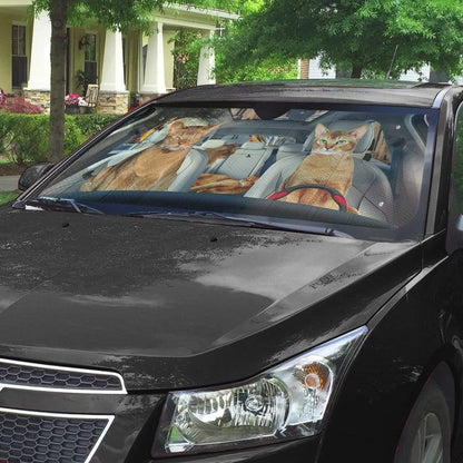 3D Abyssinian Cat Custom Car Auto Sunshade - PersonalizedFury